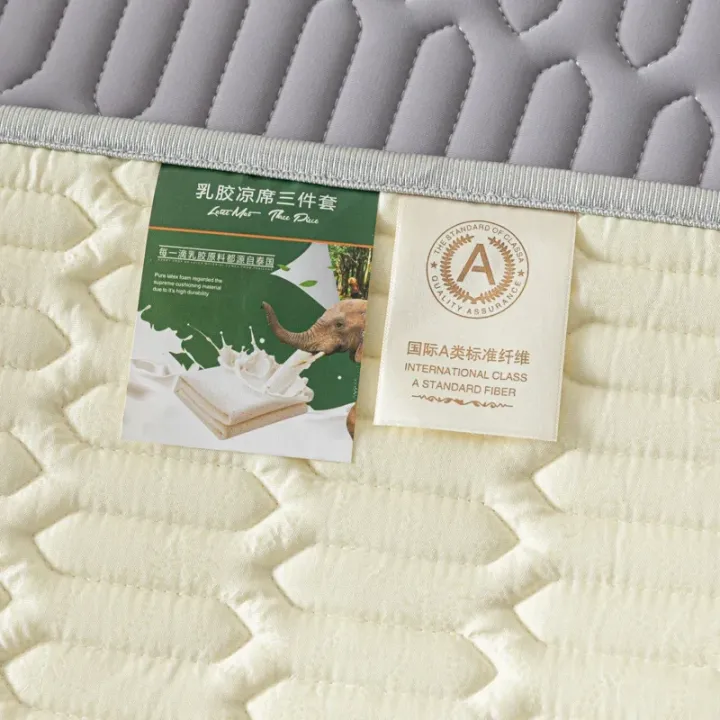 Cooling%20Bed%20Sheet%20Set%20with%20Pillowcases%20Ice%20Silk%20&%20Latex%20Quilted%20Breathable%20Cover%20Solid%20Summer%20Bedding%20Comfort%20&%20Heat%20Resistance%20-%20Image%203