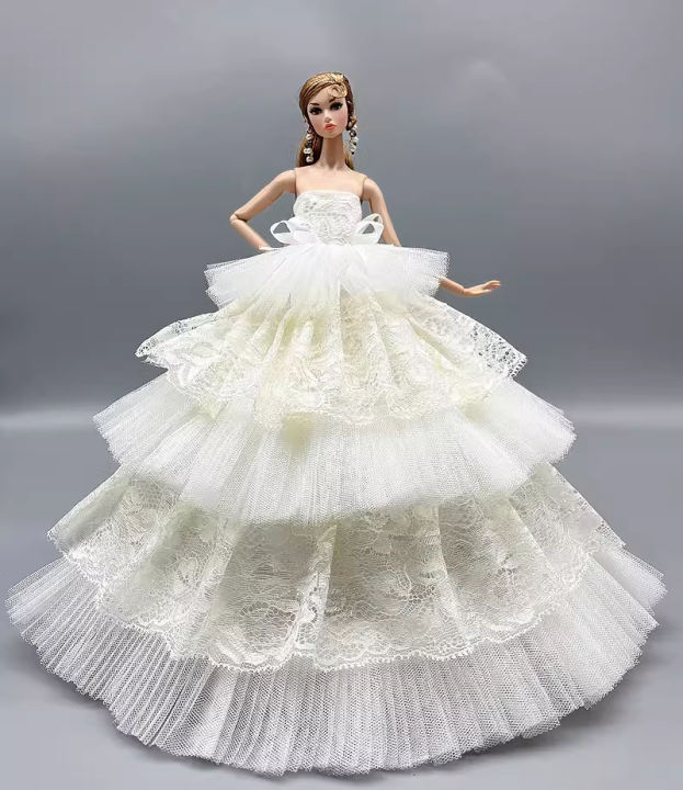 1/6%20Doll%20Luxury%20Dresses%20DIY%20Tutu%20Dress%20For%2029CM%20Princess%20Doll%20Bridal%20Tulle%20Wedding%20Dresses%20Clothing%20Long%20Tail%20Dress%20-%20Image%206