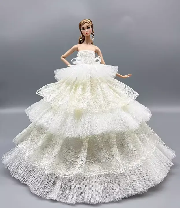 1/6%20Doll%20Luxury%20Dresses%20DIY%20Tutu%20Dress%20For%2029CM%20Princess%20Doll%20Bridal%20Tulle%20Wedding%20Dresses%20Clothing%20Long%20Tail%20Dress%20-%20Image%206