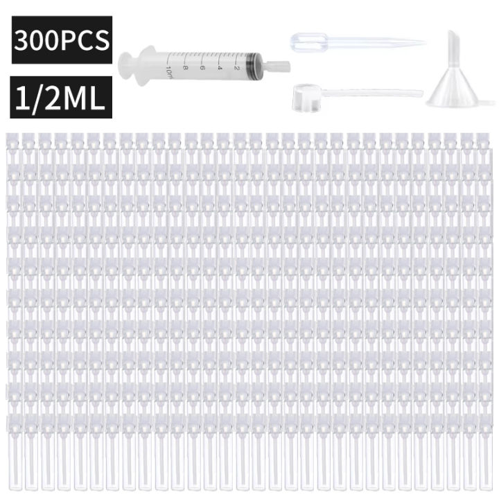 100/300PCS+4%20accessories%201/2ml%20clear%20glass%20perfume%20bottle%20with%20100%20dropper%20bottles,%201%20pipette,%201%20funnel,%201%20dispenser,%201%20syringe%20-%20Image%207