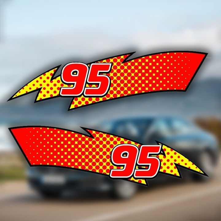 1Pair 95 Lightning Pattern Car Stickers for Racing Auto Window Side ...