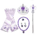 Girls Elsa Anna Accessories Set Kids Party Princess 4 Piece Set Snow Queen Snowflake Magic Wand Tiara Crown Gloves Wig Braid. 