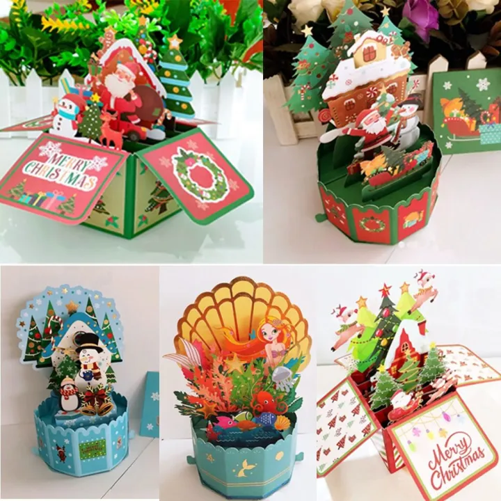 3D Pop Up Greeting Cards Merry Christmas Cards New Year Greeting Cards ...