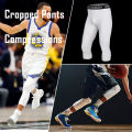 Men's Sports 3/4 Cropped Pants Gym Running Leggings Male Joggings Elastic Compressions Sweatpant Football Basketball Trousers. 
