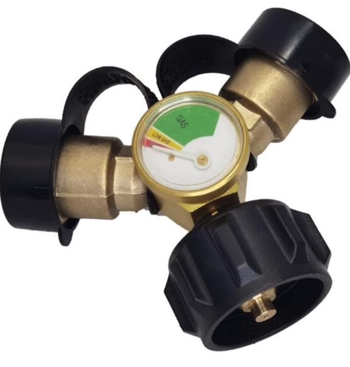 Propane Splitter (Propane Tank Y Splitter Adapter) with Gauge and ...