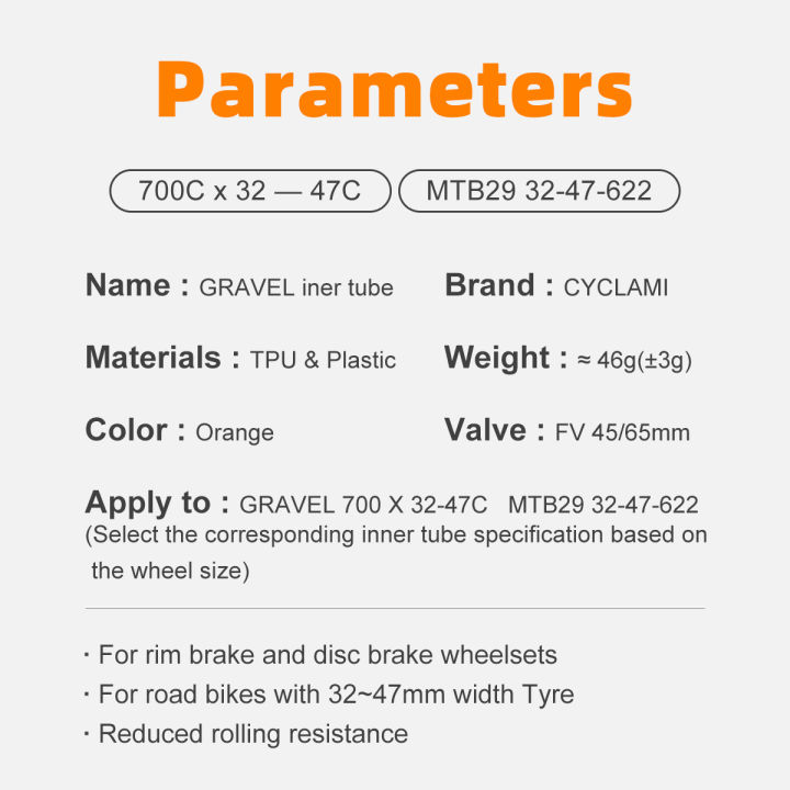 CYCLAMI%20Gravel%20Bicycle%20Inner%20Tube%20Ultralight%20700c%20MTB%2029%20TPU%20Material%20Tire%2045mm%2065mm%20Length%20French%20Valve%20Portable%20Super%20Light%20-%20Image%207