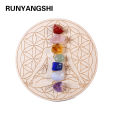 7pcs/set Natural Crystal Mixed  seven Chakra Healing Stone + Seven Star Array Wood Plate Gravel Chips Chakra Home decor Gift home decoration item. 