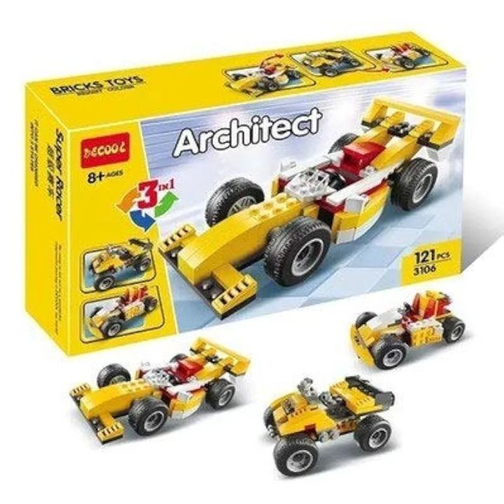 Decool 121 Pieces 3 in 1 Architect Super Racer DIY Block Construction Set Toy