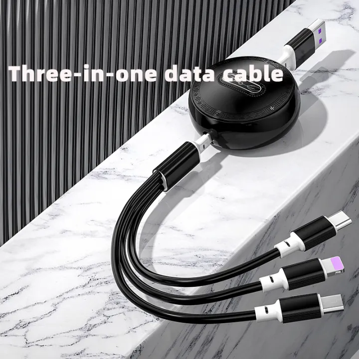 One drag three retractable data cable three-in-one fast charging is ...