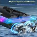 Rc Boat 2.4G High Speed Remote Control Racing Ship with Light Waterproof Rc Speedboat Water Toys for Pool Lake Children . 