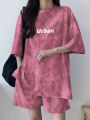 New in Summer Women's Tie Dye Workmanship Sportswear Set Short Sleeve Loose Wide Leg Shorts Casual Outfit Simple Two Piece Set.