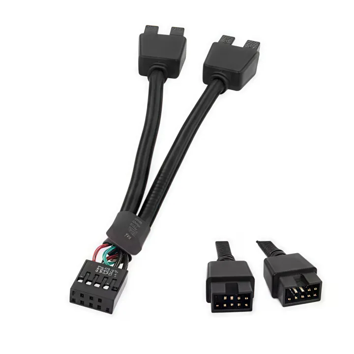 12cm 9-Pin USB 2.0 Y Splitter Cable - Female to Dual Male Motherboard ...