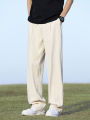 Summer Korean Men's Pants Light&Thin Polyester Elastic Waist Semi-Wide Loose Slacks Drape Suit Pants Male Casual Trousers. 