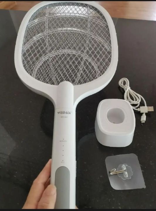 WEIDASI WD-960 Rechargeable Dual-Use Electric Mosquito Racket Mosquito Swatter with LED & Stand