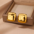 Stainless Steel Square Stud Earrings For Women Gold Plated Geometric Earring 2024 Trendy Weeding Jewelry Accessories Gift. 