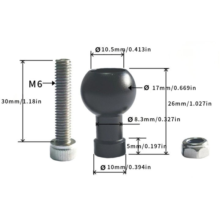 Aluminum%2017mm/25mm%20Ball%20Head%20Adapter%20to%20M6%20M8%20M10%20Bolt%20for%20RAM%20%20Mount%20Motorcycle%20Phone%20Holder%20Car%20Bracket%20Camera%20Stand%20-%20Image%207