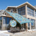1 Pc Turquoise Bohemian Butterfly & Floral Tile Print Outdoor Canopy Portable UV Protection Sun Shade for Beach Garden Camping. 