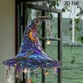 ‌Halloween Witch Hat Ornament Blue Acrylic Hanging Decor Glow in the Dark Party Supplies Moon Star Charm Spooky Home Decoration. 