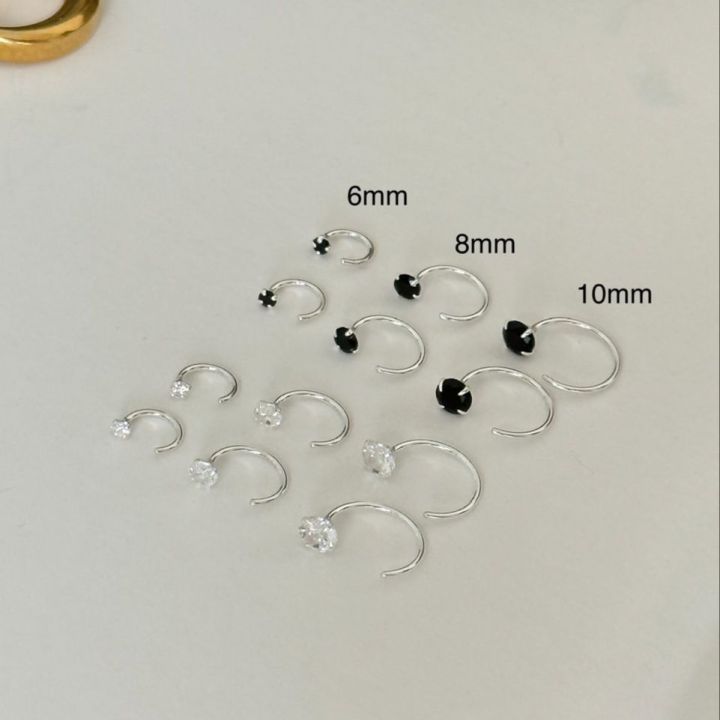 [Genuine silver certified] suwann.na.shop [price per pair] real silver earrings, diamond hoop earrings