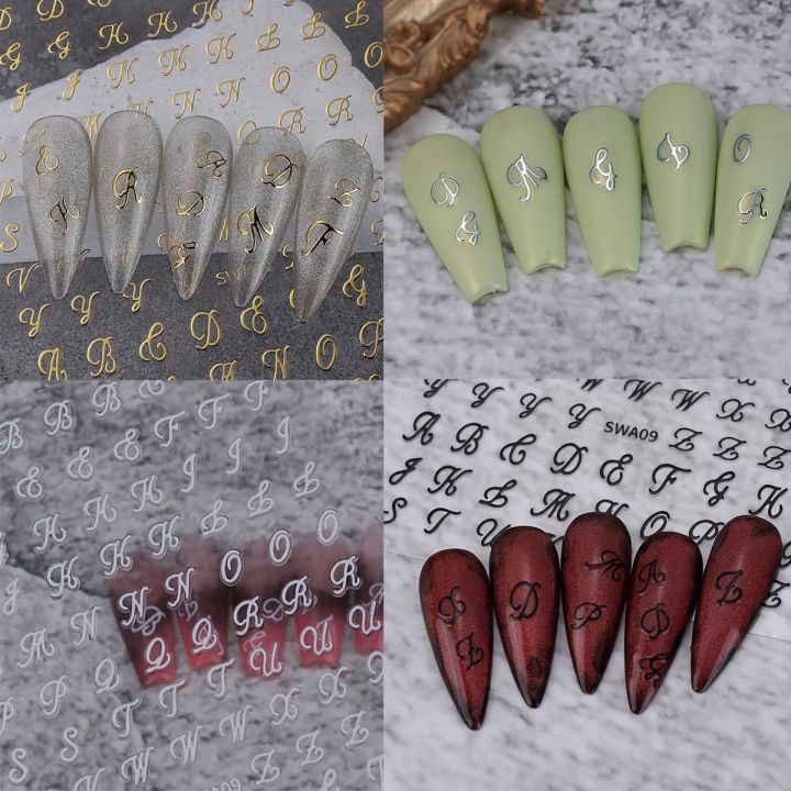 Retro%20English%20Letters%20Nail%20Stickers%204/8%20Sheets%203D%20Self-Adhesive%20Nail%20Art%20Design%20Black%20White%20Gold%20Silver%20Nail%20Decals%20-%20Image%206