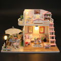 3D Puzzle Building Model Kit Wooden Miniature Doll House With LED Lights Assembled DollHouses Home Decoration Birthday Gifts. 