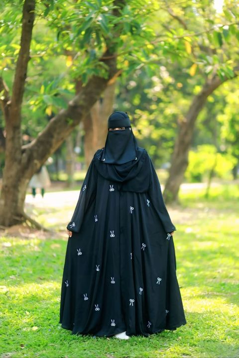 Abaya borka Dubai Charry Georget Stylish Embroidery Work Party Borka For Women