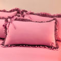 Korean Princess Style Pillowcase with Large Lace Ruffle Girls Home Bedroom Decorative Soft Washed Cotton Pillow Cover 48x74cm.