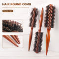 6 Style Natural Boar Bristle Hair Round Brush Wood Handle Round Barrel Hair Comb Hair Roller Brush Hairdressing Styling Tools. 