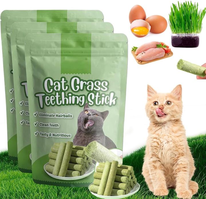 Natural Cat Grass Teeth Cleaning Stick With Catnip Pet Toy For Dental Health And Molar Cleaning