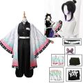 Anime Demon Slayer Kochou Shinobu Cosplay Costume Kimetsu No Yaiba Kochou Uniforms Wigs Hairs Halloween For Kids Adult Cos Party. 