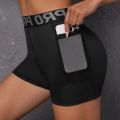 Women Seamed with Pocket Three Point Pants Yoga Shorts High Waist Letter Elastic Butt Lift Leggings Gym Trainning Slim Leggings.