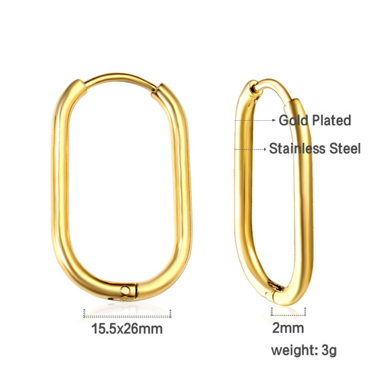 LUXUKISSKIDS%20Fashion%20Oval%20Hoop%20Earrrings%20Stainless%20Steel%20Elliptic%20Shape%20Silver/Gold%20Color%2020MM%20Big%20Round%20Clips%20Smooth%20Mental%20Ear%20-%20Image%207