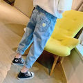 New arrival lovely daisy flower long jeans kids jeans girls jeans. 