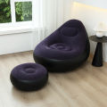 Inflatable Lazy Sofa Chair PVC Flocking Foldable Sofa With Slip-on Lunch Lounge Chair Set. 