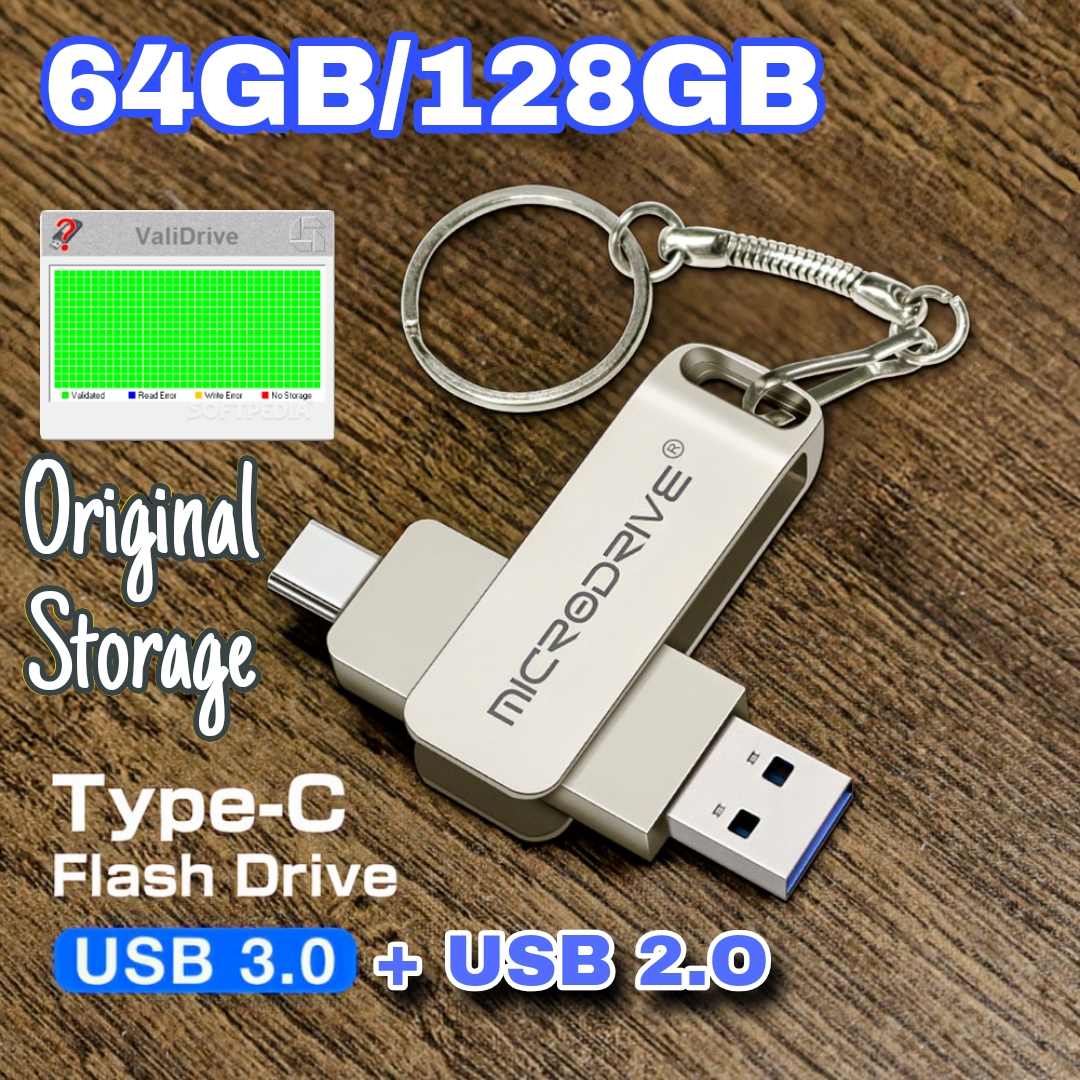 2 in 1 OTG METAL BODY USB 3.0 , 2.0 & usb-C Flash Pen Drive Memory Stick Usb3.0/2.0 flash disk 64GB/128GB Type C Pendrive