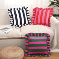 BUYNOW 1PC Striped Lace Velvet Pillowcase 18X18Inch Pillowcases Soft Cozy Cushion Cases for Couch Bedroom Living Room Home Decor. 