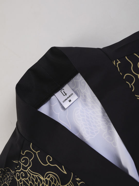 Men's%20Chinese%20Style%20"Dragon%20Dance"%20Print%20Robe%20Set%20Black%20Open%20Front%20Belted%20Kimono%20&%20Shorts%202%20Piece%20Streetwear%20-%20Image%205