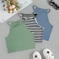 Halter Tight Top Trending Korean Tight Top Green And Blue Colour Casual Tees Unique Styling Crop Top Small Size Top. 