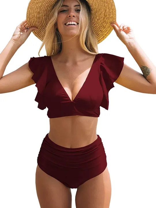 New%20leopard%20Printed%20bikini%20Ruffle%20cuffs%20Bikini%20Sets%20fashion%20Swimsuit%20Women%20Beachwear%20Female%20Swimwear%20high%20waist%20Bathing%20Suits%20-%20Image%203
