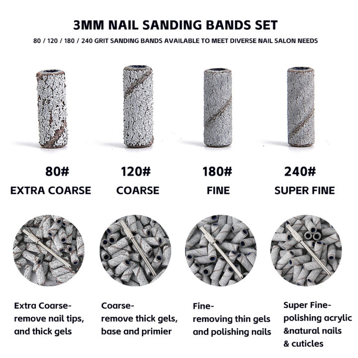3mm%20Nail%20Sanding%20Bands-80/120/180/240%20Grit%20Mini%20Nail%20Drill%20Bit%20Electric%20Nail%20File%20Accessory%20Polishing%20Manicure%20Tool%2050/100pcs%20-%20Image%203