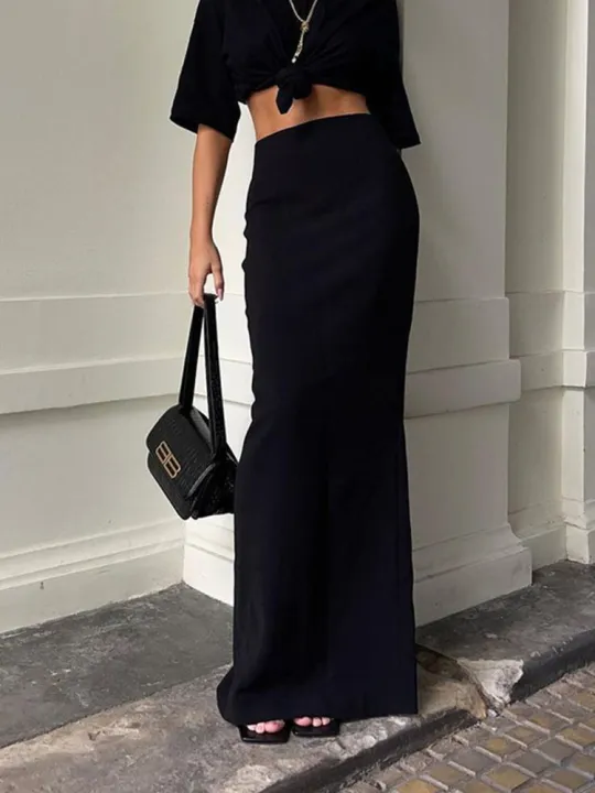 Fashion%20For%20Women%20Black%20Long%20Skirts%20High%20Waist%20Slim%20Seamless%20Elegant%20Ladies%20Gown%20Casual%20Summer%202024%20New%20Female%20Maxi%20Skirts%20-%20Image%204
