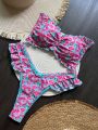 Flowers Printed Ruffled Frilled Bikini Women Swimwear Female Swimsuit Two-pieces Bikini set Bather Bathing Suit Swim.