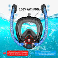 Full Face Snorkel Mask 180°Panoramic View Silicone Dry Top Snorkeling Diving Swimming Goggles With 2 Snorkels Anti-Fog Anti-Leak. 