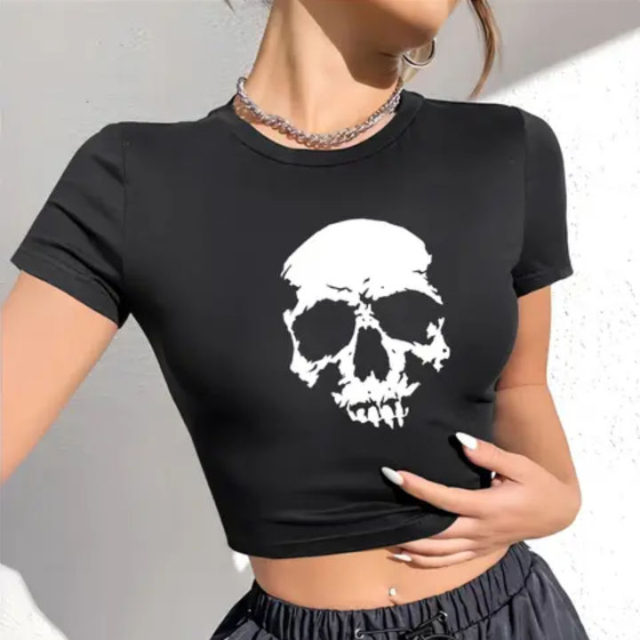 Gothic%20Women's%20Pattern%20T-shirt%20Summer%20Y2K%20Street%20Clothing%20Gothic%20Angel%20Skull%20Short%20Sleeve%20Top%20T-shirt%20-%20Image%207