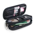 Women's Mirror Mini Cosmetic Bag Simple Waterproof Storage Box Black Double Layer Lingge Make Up Brush Beauty Organizer Supplies. 