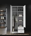 Modern Bedroom Closet Cabinet with Clothes rod And Storage space, Hitow 2 Doors Wardrobe Armorie,  Storage Space Organizer, White. 