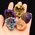 8PCS/Box Titanium Coated Natural Crystal Cluster Electroplated Agate Geode, Energy Balance Reiki Wicca Home Decor. 