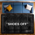 VIKAMA Minimalist Carpet “SHOES OFF” Black Stain-Resistant Rug Doormat Welcome Mat Rug For Bedroom Carpet For Live Room Home Dec.
