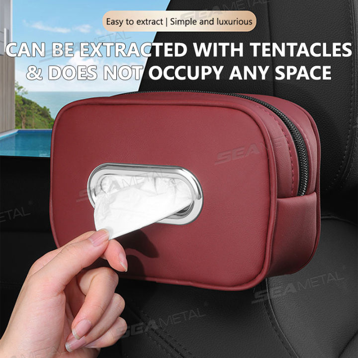SEAMETAL%20Car%20Tissue%20Holder%20Back%20Seat/Arm%20Rest%20Zipper%20Tissue%20Case%20Adjutsable%20Strap%20Universal%20Auto%20Napkin%20Holder%20Storage%20Organizer%20-%20Image%203