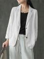 ZANZEA Women Summer Blazer Thin Stylish Long Sleeve Lapel Neck Blazer Vintage Solid Buttons Down Outwear Casual Suits Coats. 